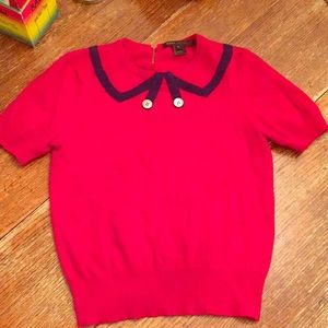 Marc Jacobs Red Wool Short Sleeve Sweater. Sz. L.